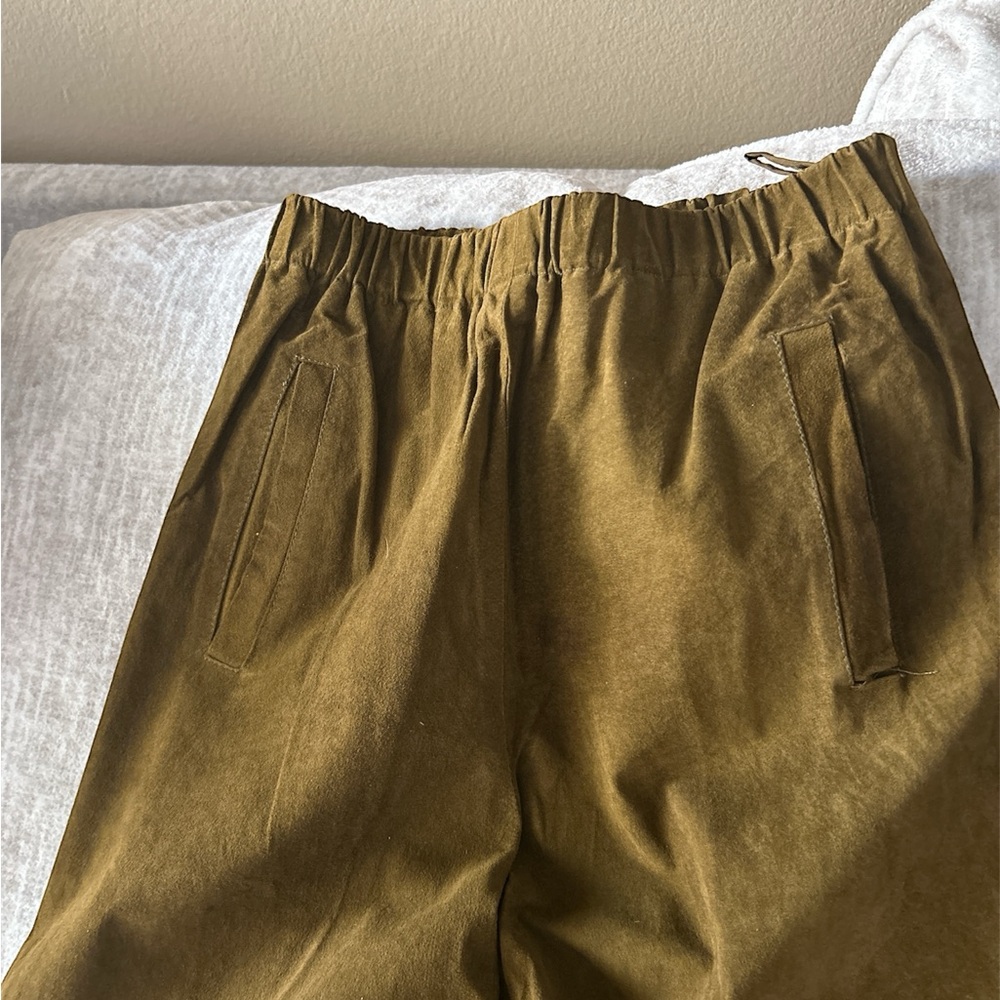 Olive Green Women's Straight Leather pants